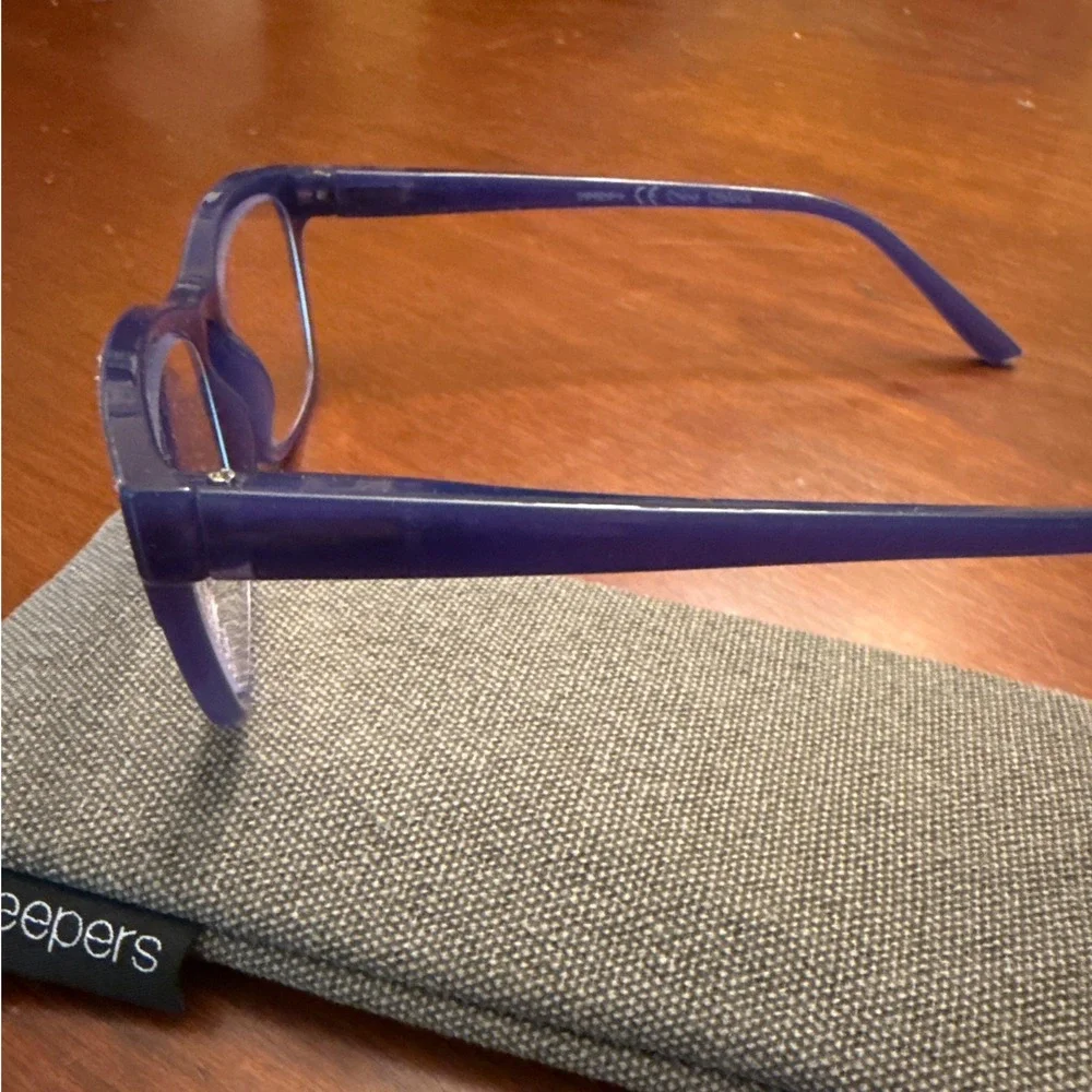 Peepers +1.25 reading glasses Foxy Mama blue glitter sparkle with case EUC